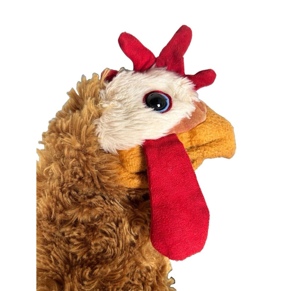 Folkmanis Hen Chicken Rooster Hand Puppet Full Body Brown Plush Farm Animal SOFT